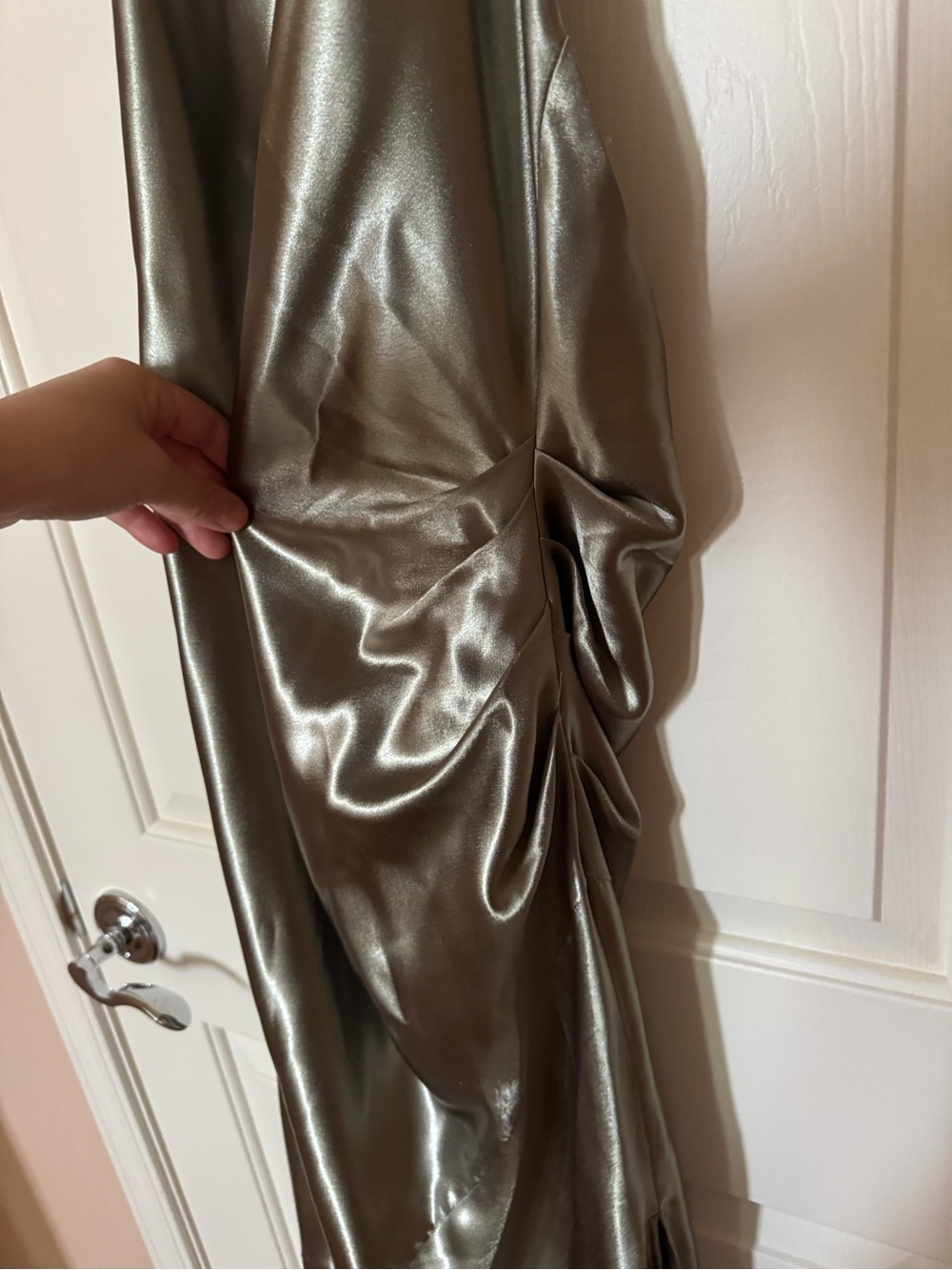 Lovers + Friends Sage Green Metallic Halter Maxi Dress with Slit - Picture 6 of 11